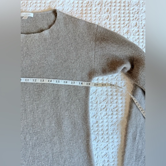 Garnet Hill Ribbed Cashmere Scoop Neck Sweater A-Line Soft Brown Sz L - Picture 9 of 13